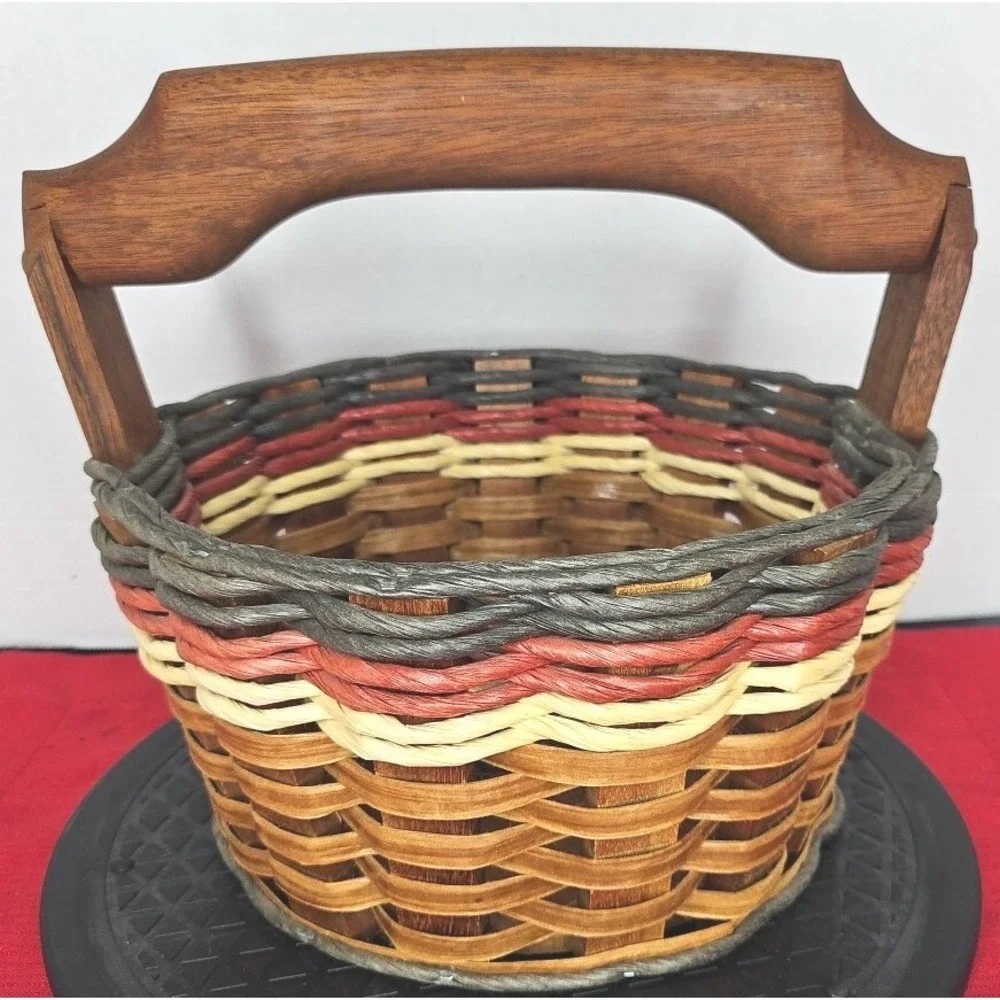 Foxcreek Basket Co Fruit & Veggie Garden Basket Handcrafted Mahogany Wood Decor